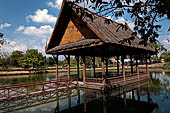 Ayutthaya, Thailand. Traditional Thai house reconstructed inside the archaelogical park